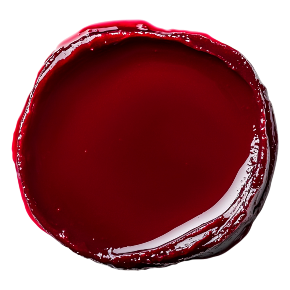 Bright Red Liquid with Glossy Texture in Shallow Circular Pool png