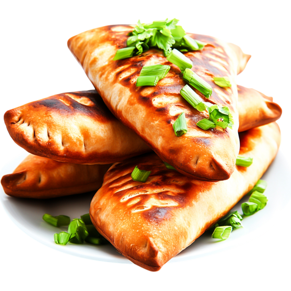 Deliciously Crispy Pastry with Green Onions White Plate png