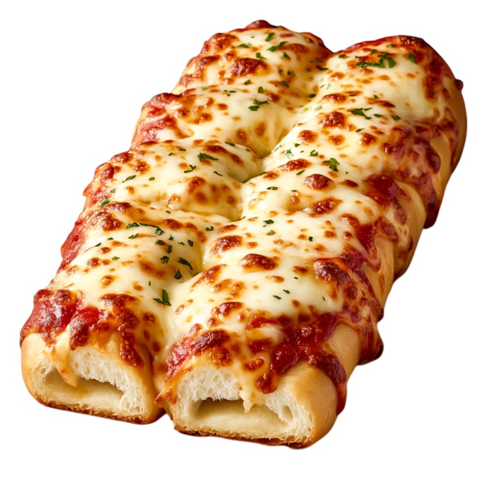 Delicious Cheesy Breadsticks with Marinara Sauce and Fresh Herbs png