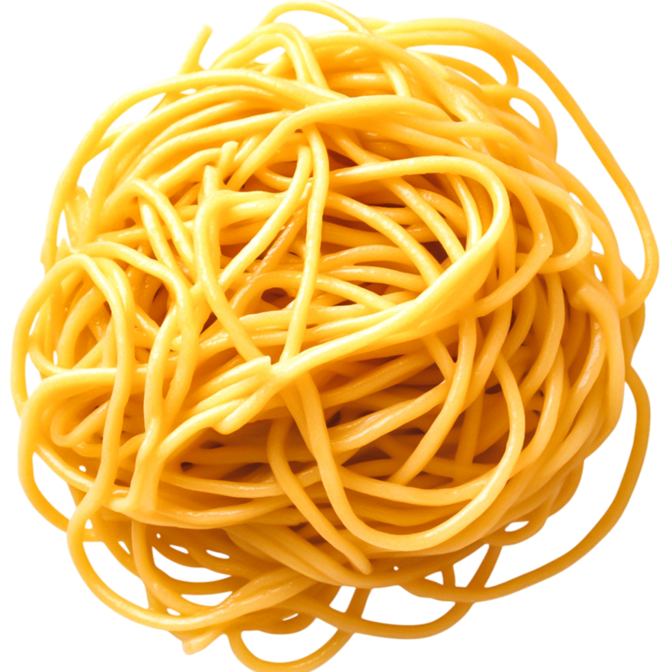 Freshly Cooked Yellow Pasta Noodles Piled for Delicious Meal Preparation png