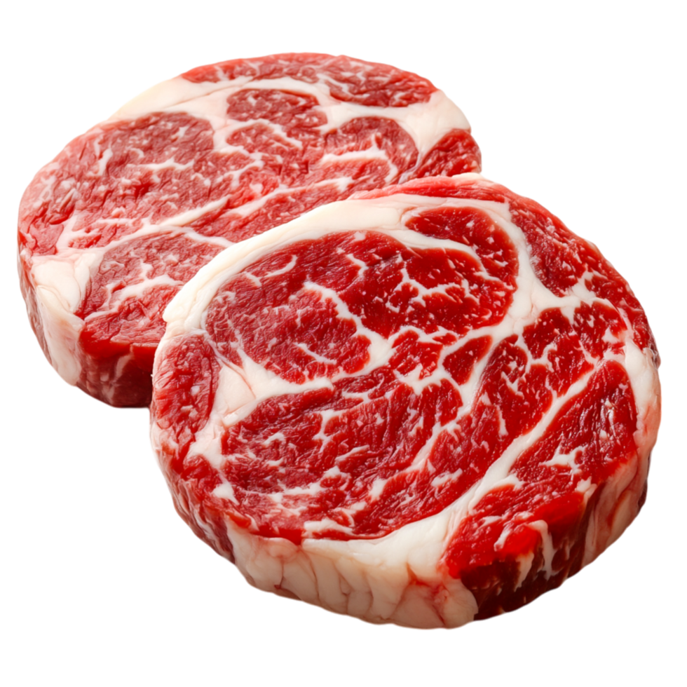 Premium Quality Ribeye Steaks with Intricate Marbling for Culinary Use png