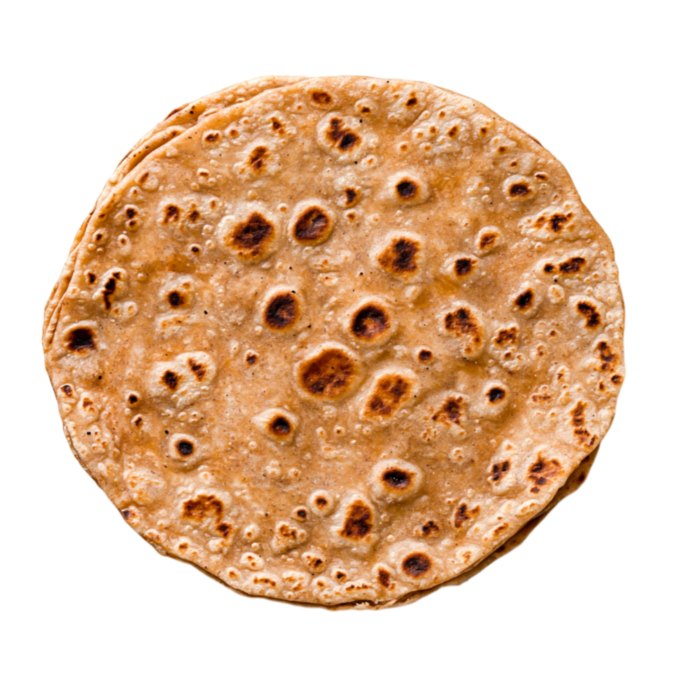 Freshly Cooked Indian Flatbread with Crispy Brown Spots on Surface png
