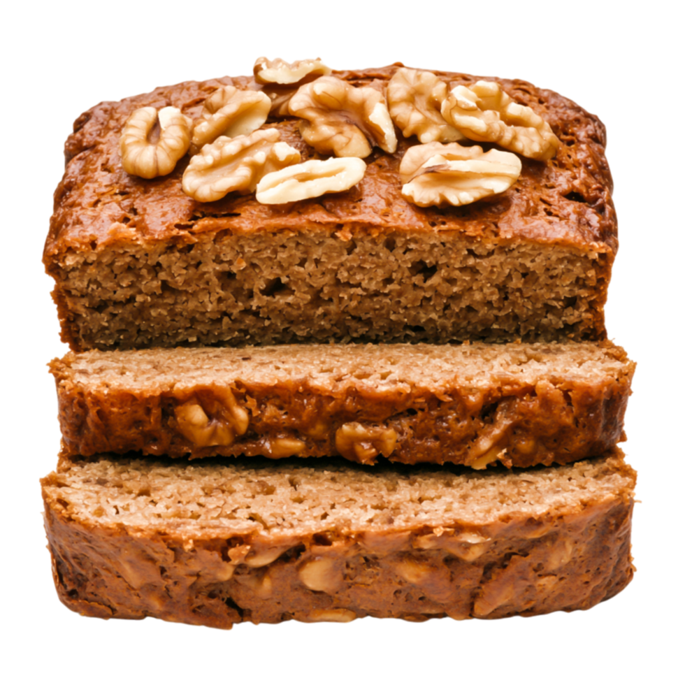 Freshly Baked Banana Bread with Walnuts png