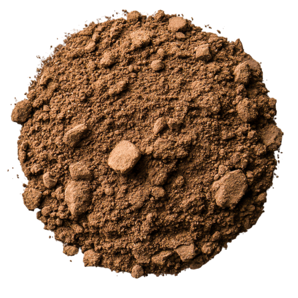 Brown soil texture with small rocks and granules on a png