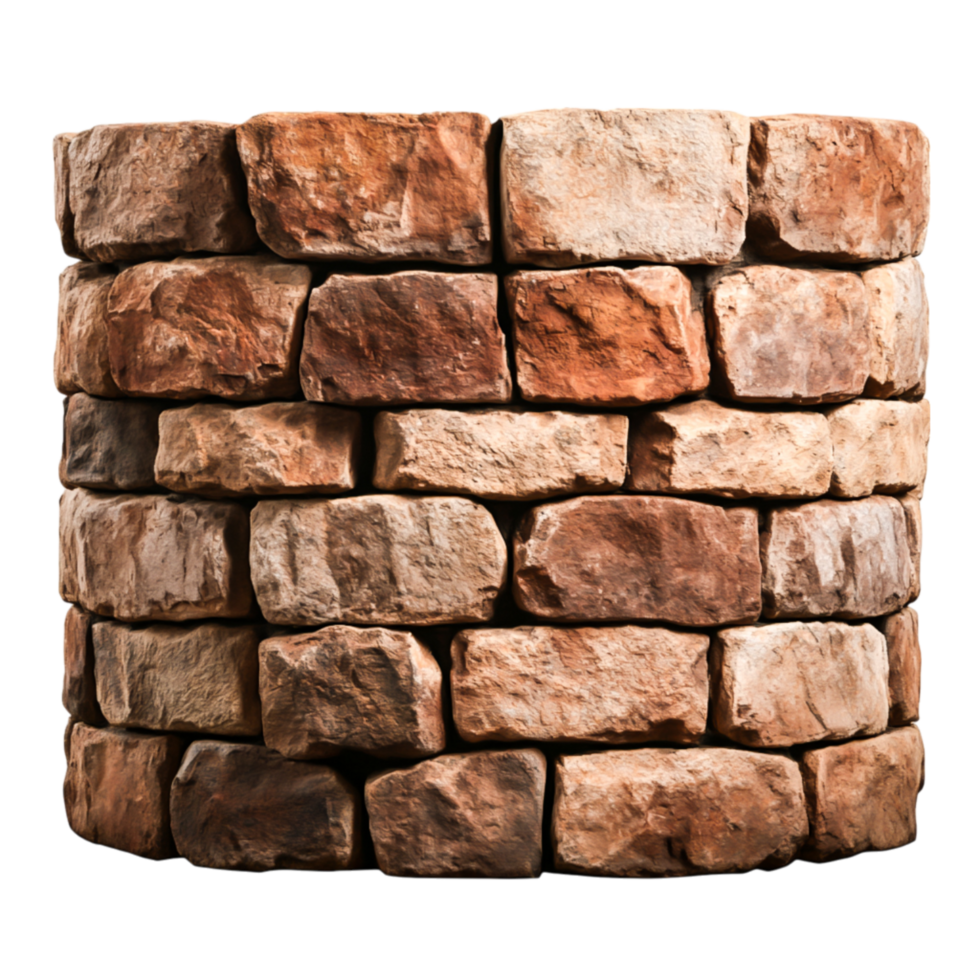 Natural Stone Wall Composition with Varied Textures and Warm Tones png