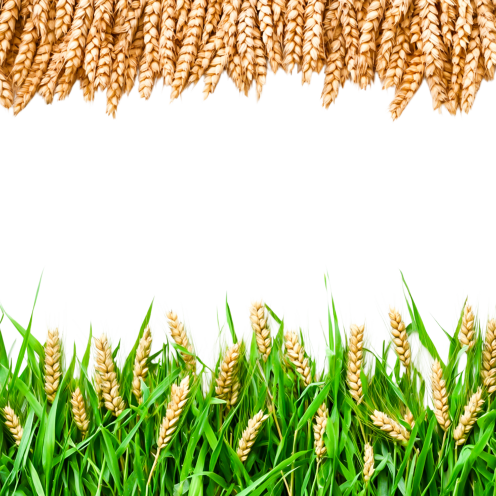 Golden Wheat Field with Lush Green Grass Against a png