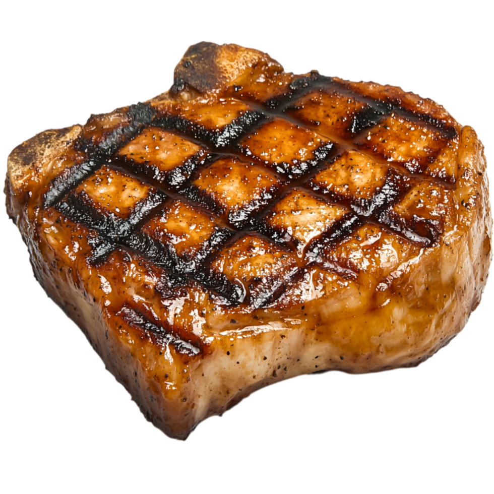 Grilled Meat Steaks with Charred Marks on Delicious Pork Chop Slice png
