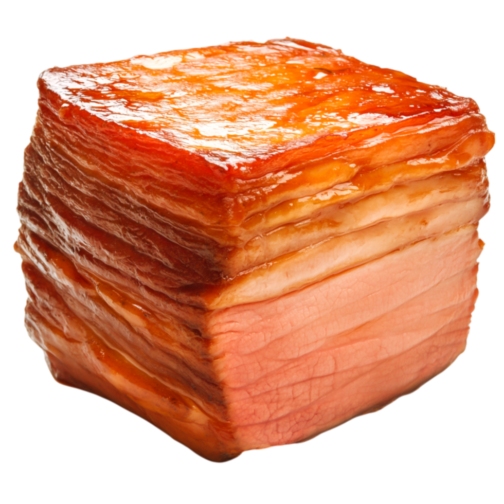 Deliciously Glazed Pork Belly Slice with Crispy Texture and Rich Color png