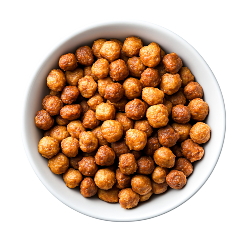 Crispy Snack Balls in a White Bowl for Crunchy Treats and Quick Bites png