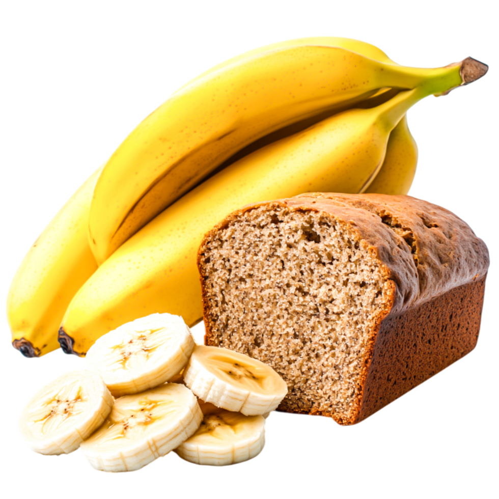 Fresh Bananas and Sliced Banana Bread png