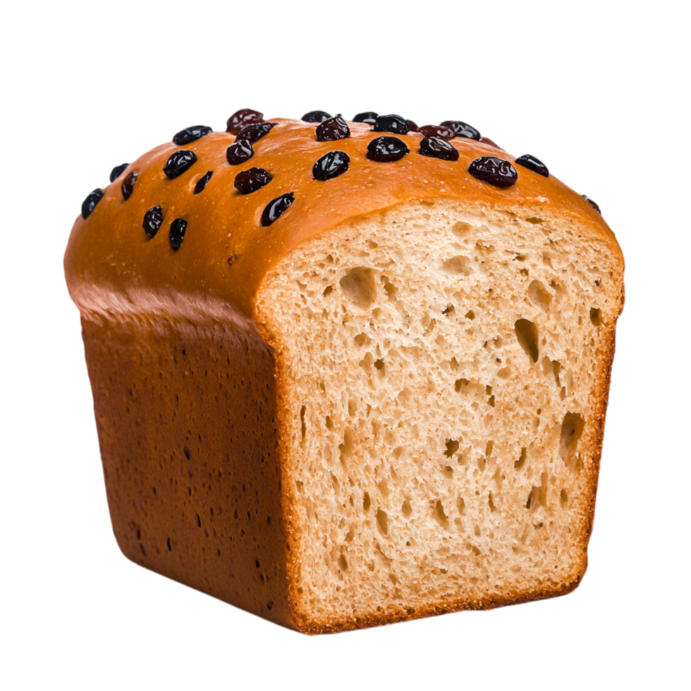 Freshly Baked Loaf with Raisins and Perfectly Soft Texture Displayed png