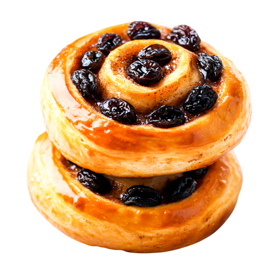 Freshly Baked Cinnamon Roll with Raisins on a png