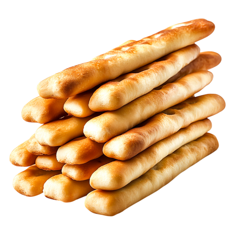 Freshly Baked Breadsticks Piled on Top of Each Other for Delicious Snack png