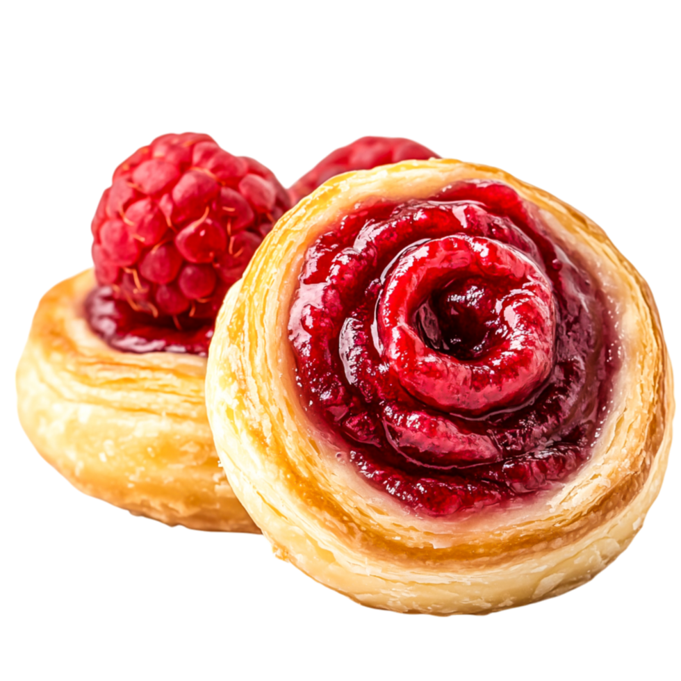 Delicious Berry Pastry Filled with Raspberry Jam and Fresh Berries png