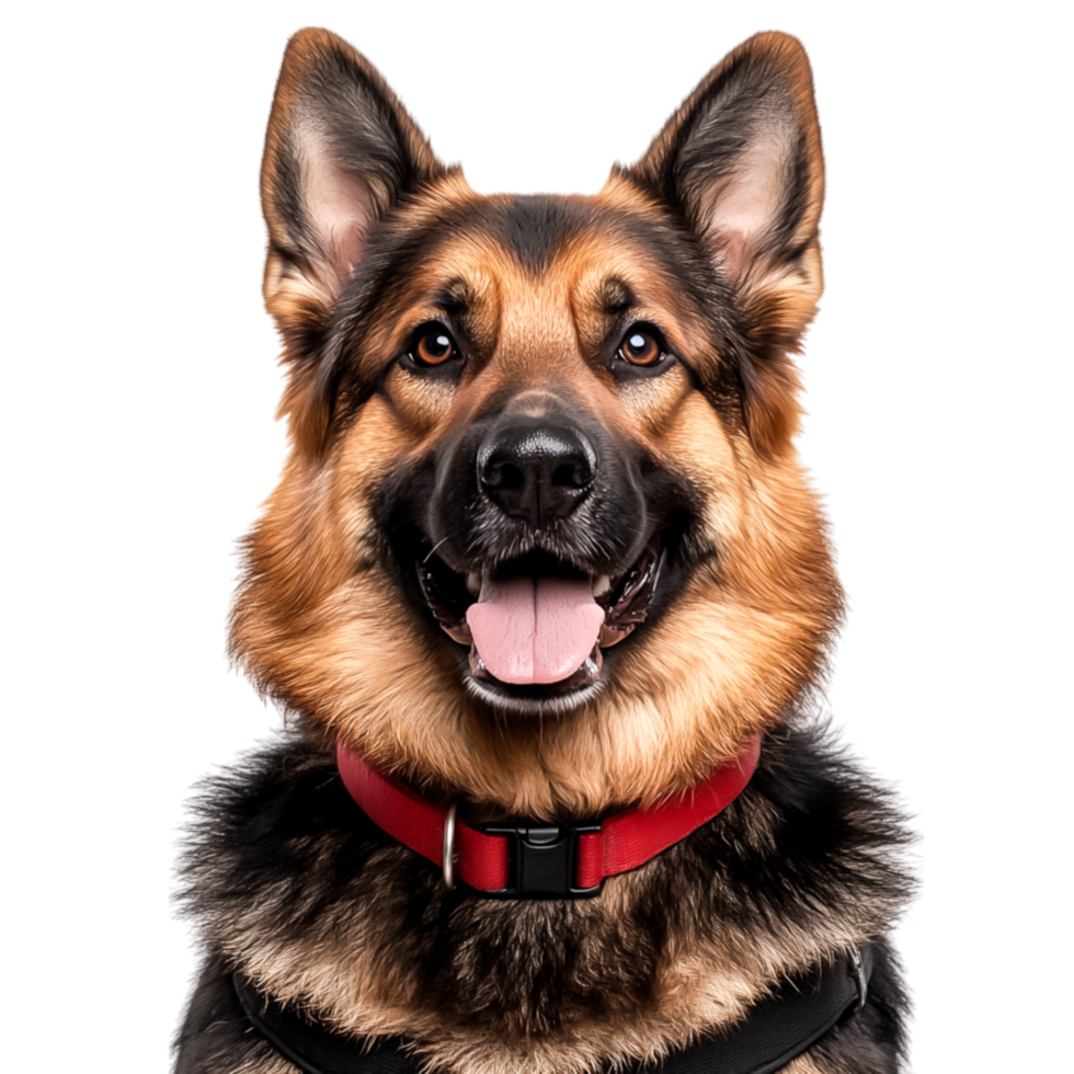 Majestic German Shepherd with Fluffy Coat and Bright Expression png