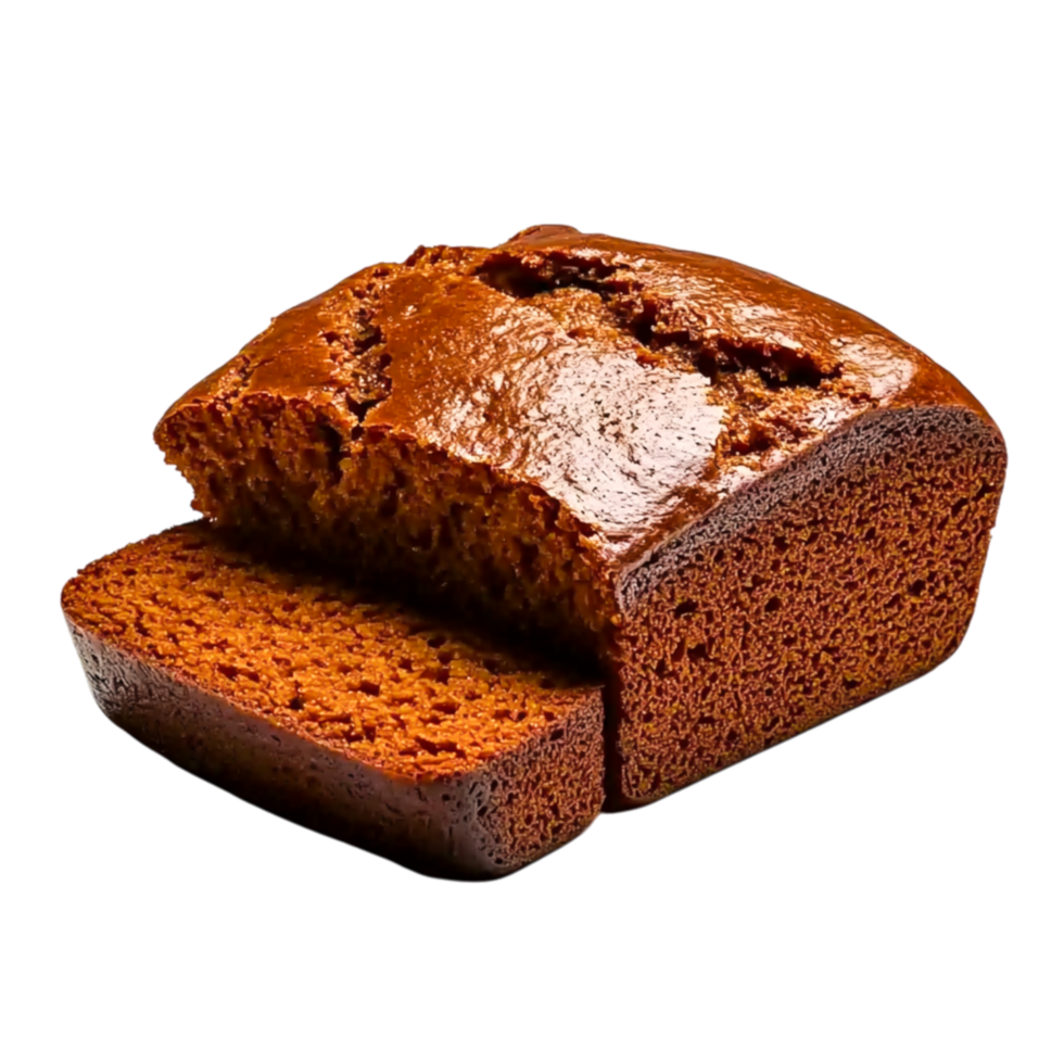 Freshly Baked Gingerbread Loaf with Sliced Portion on png