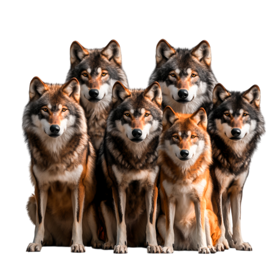 Pack of Wild Wolves Displaying Strong Bond and Natural Instincts Together png