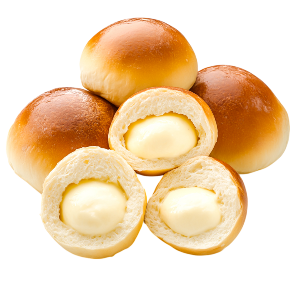 Soft Cream Filled Buns for Food Photography Use png