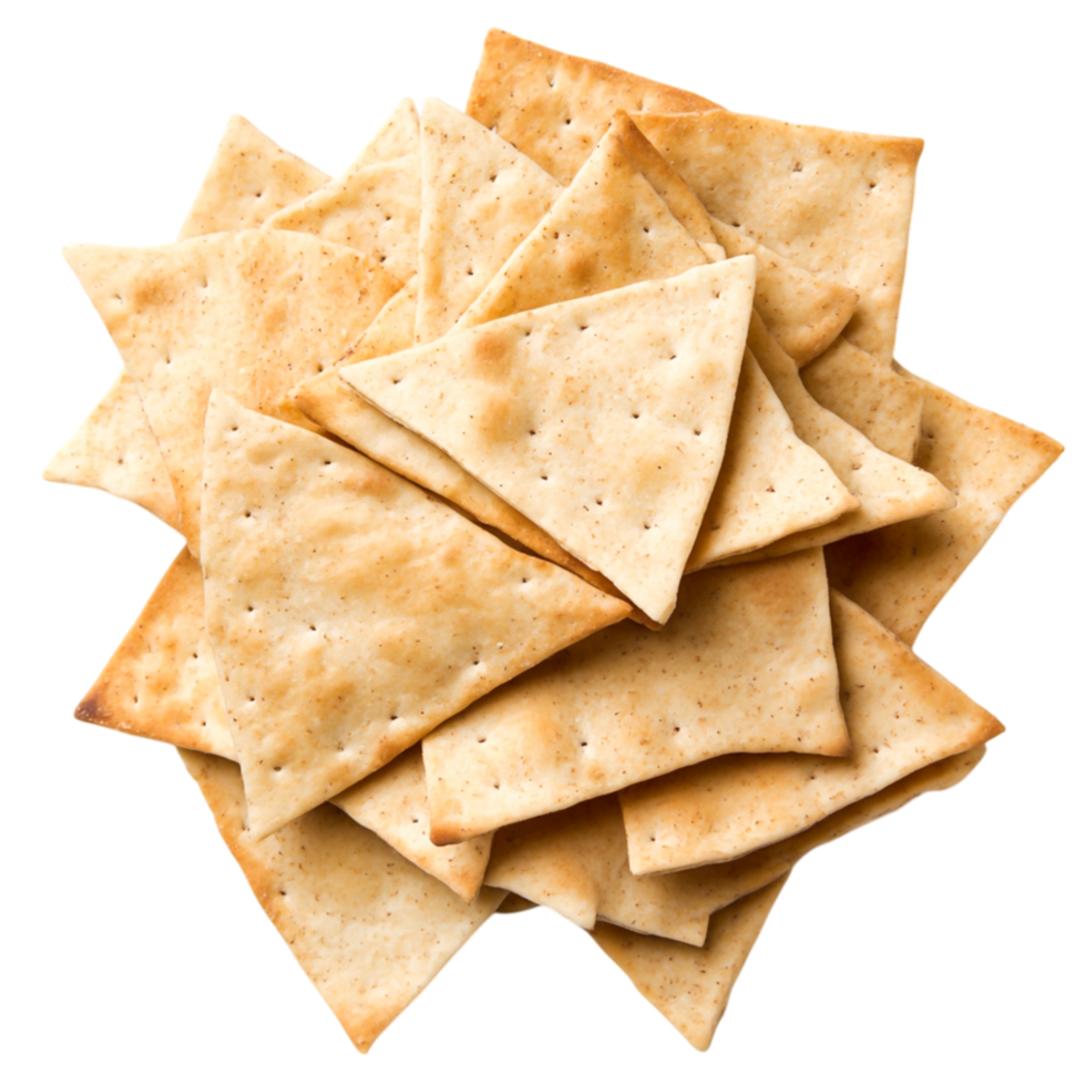 Crispy Flatbread Snack Chips in a Pile on png