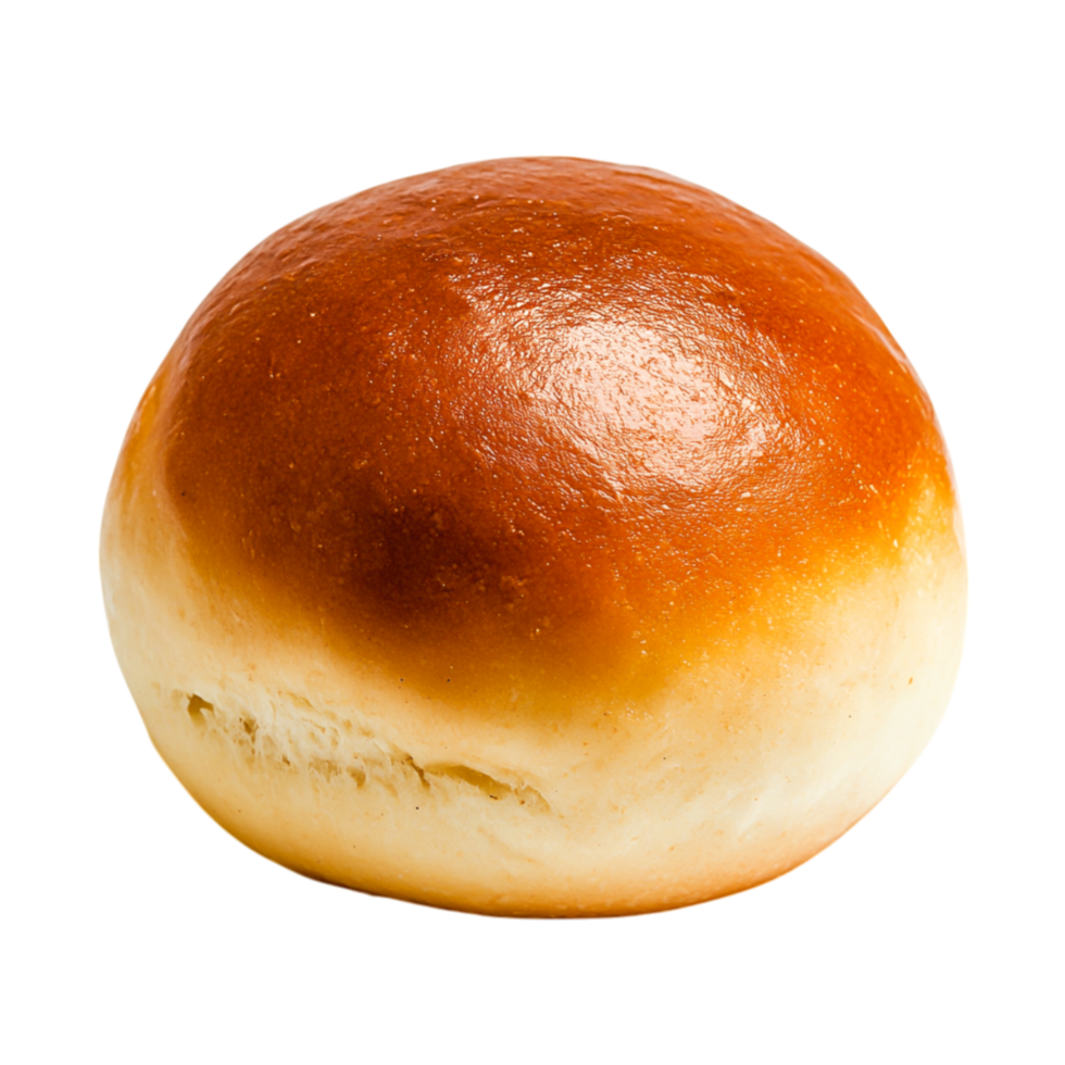 Freshly Baked Round Bread Roll with Golden Brown Crust on png