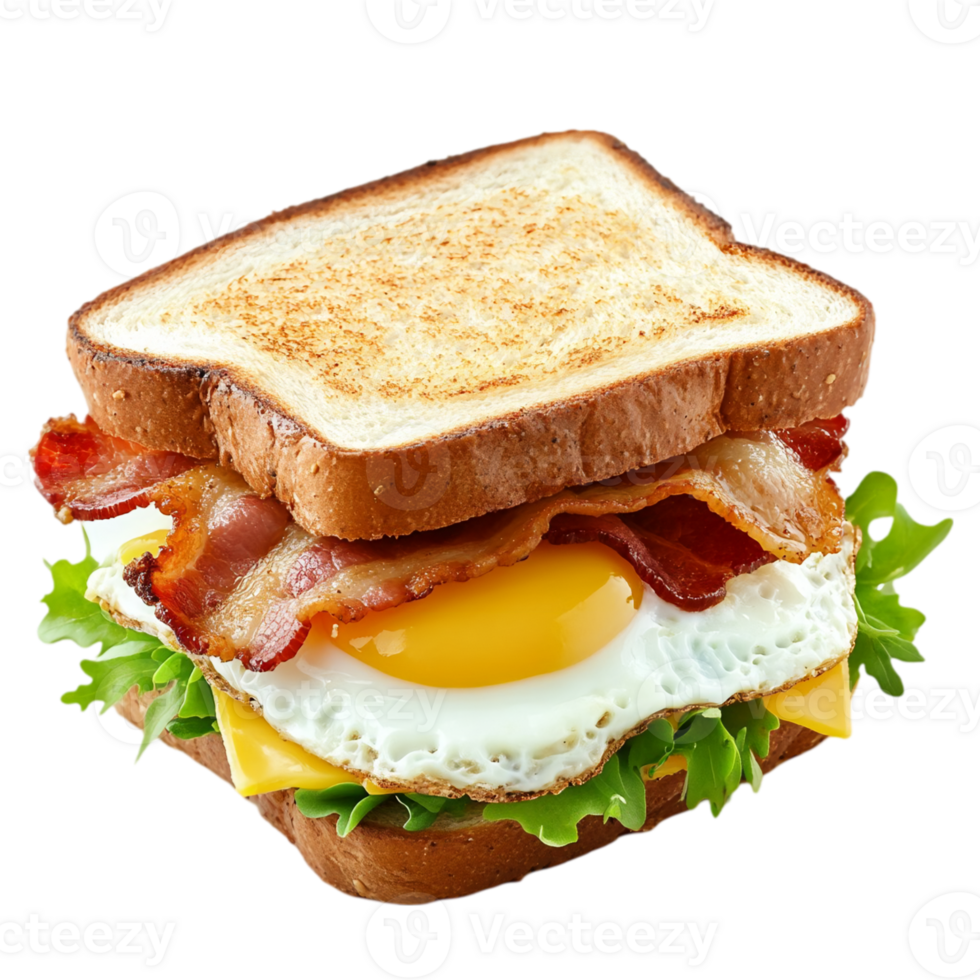 Delicious breakfast sandwich with bacon egg and cheese isolated on transparent background png