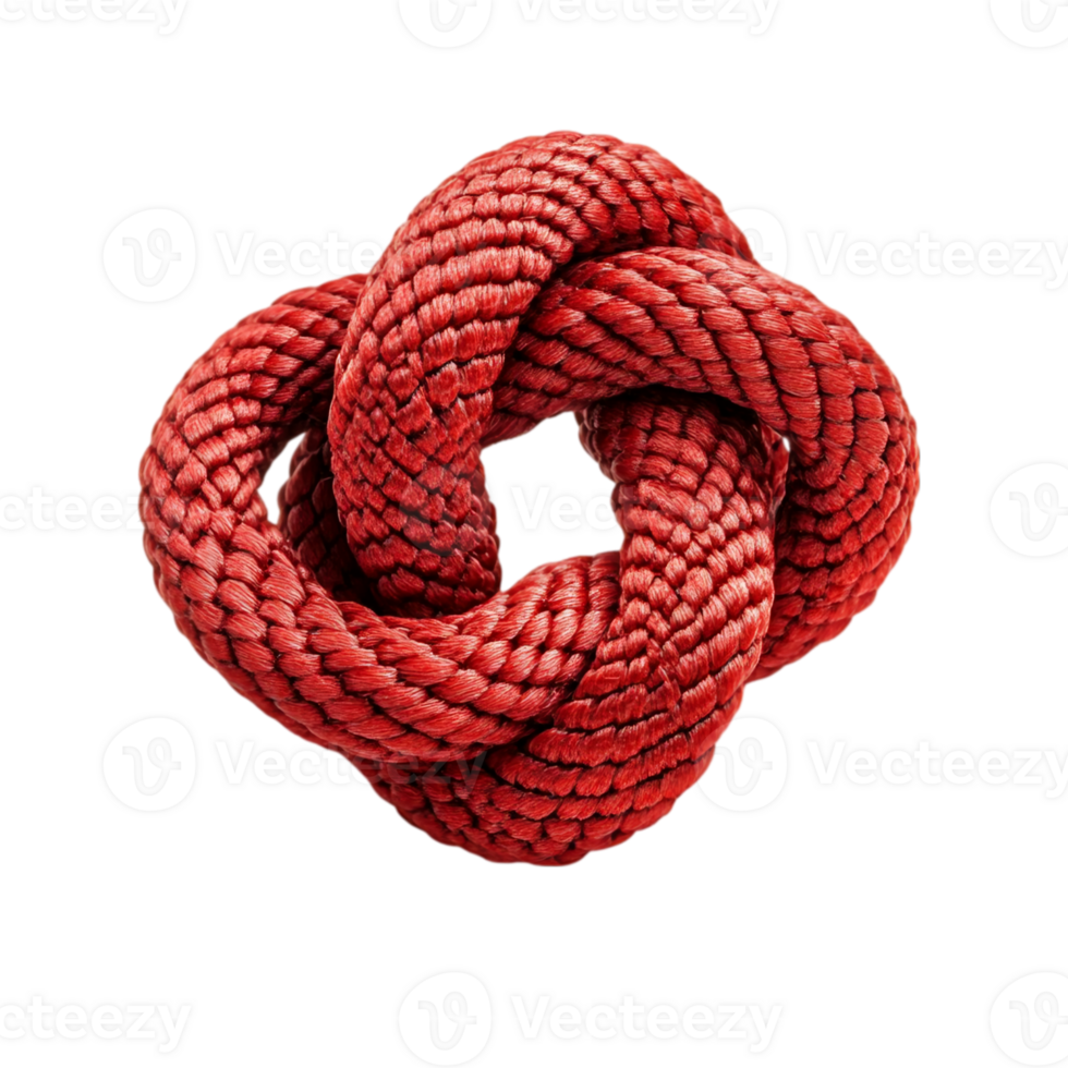 Red rope knot artistic rendering abstract design art isolated on transparent background png