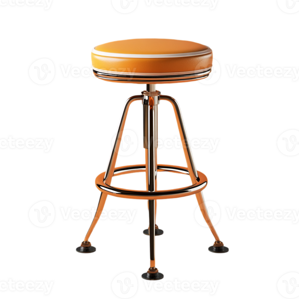 Retro orange stool furniture interior design element isolated on transparent background png