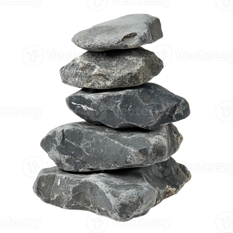 Stacked stones arrangement zen balance meditation concept isolated on transparent background png