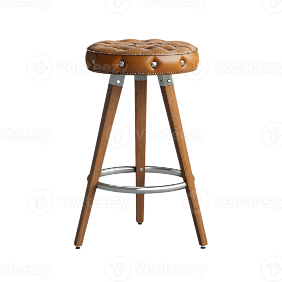 Premium leather barstool furniture design for interiors isolated on transparent background png
