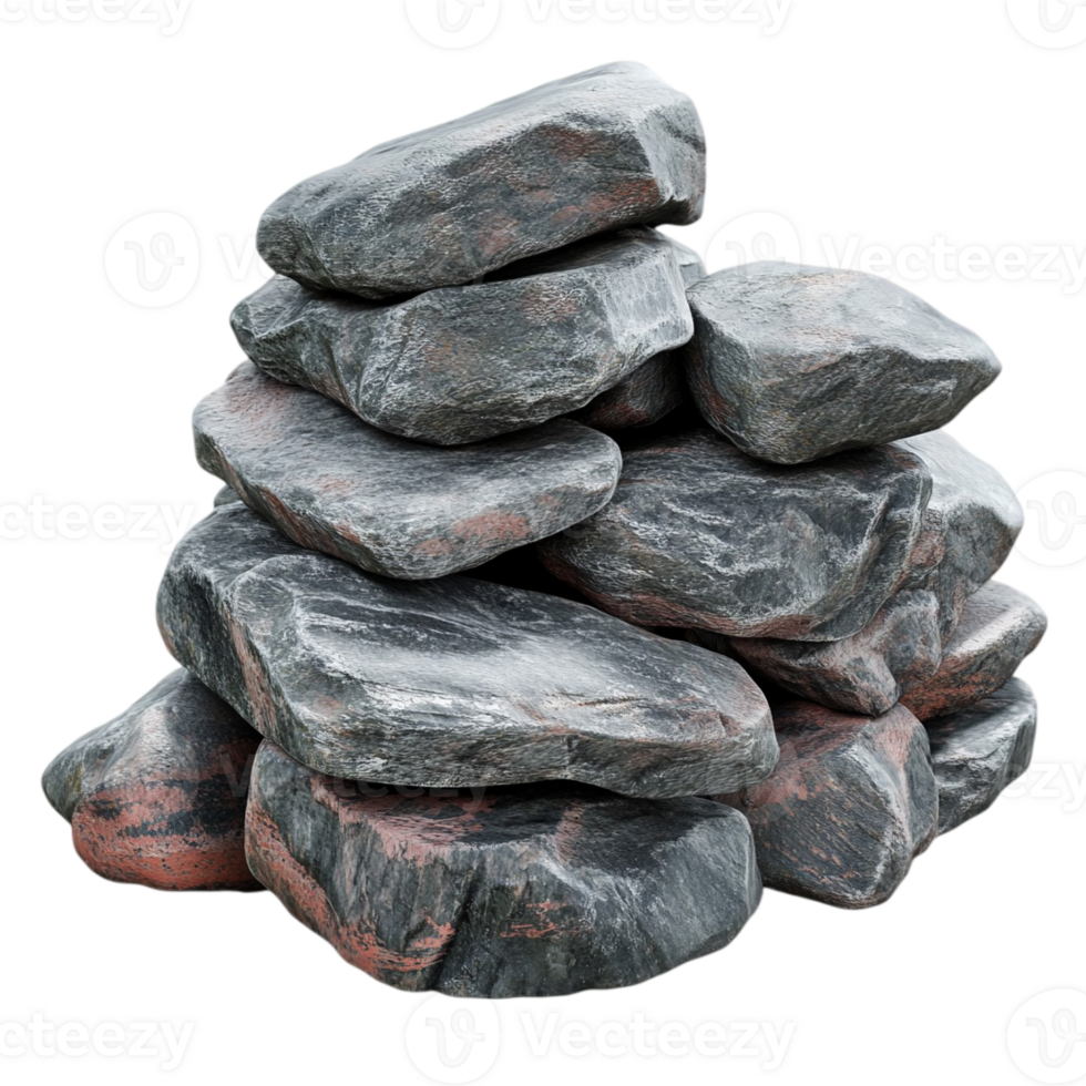 Pile of rocks zen stones stack stones spiritual balance isolated on transparent background png