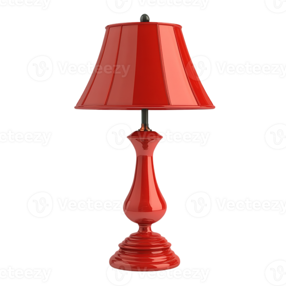 Elegant red table lamp lighting interior home decoration isolated on transparent background png