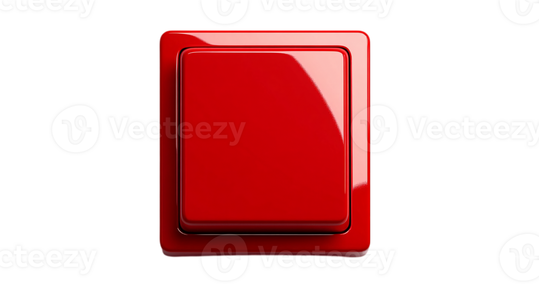 Red emergency button switch for industrial automation use isolated on transparent background png