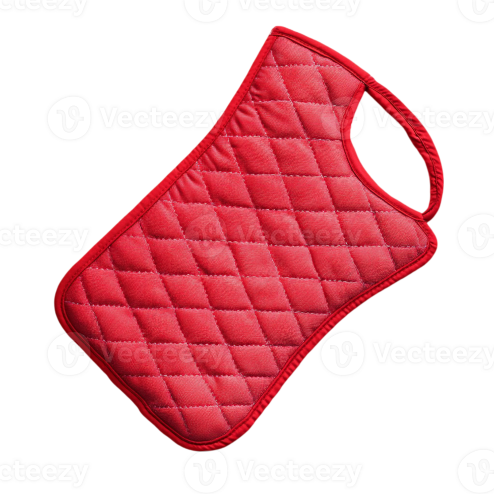Red quilted oven mitt kitchen accessory for cooking use isolated on transparent background png
