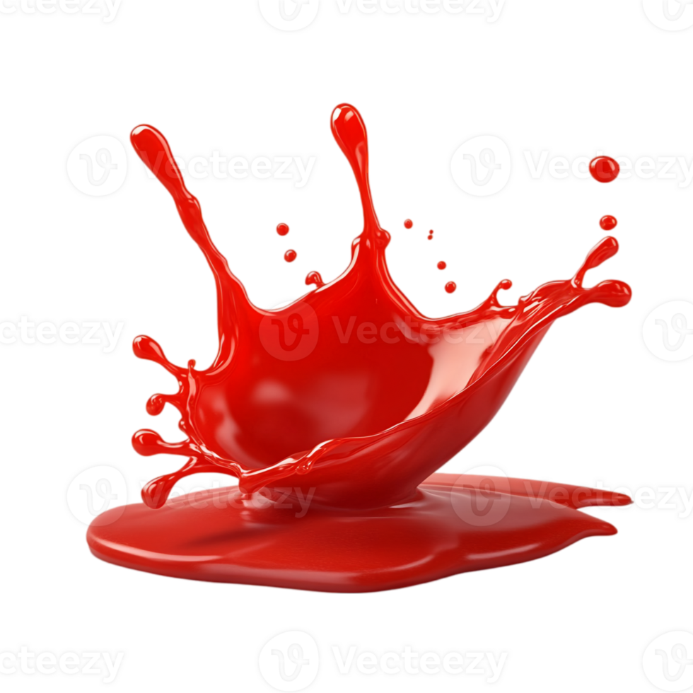 Dynamic red liquid splash art artistic rendering design isolated on transparent background png