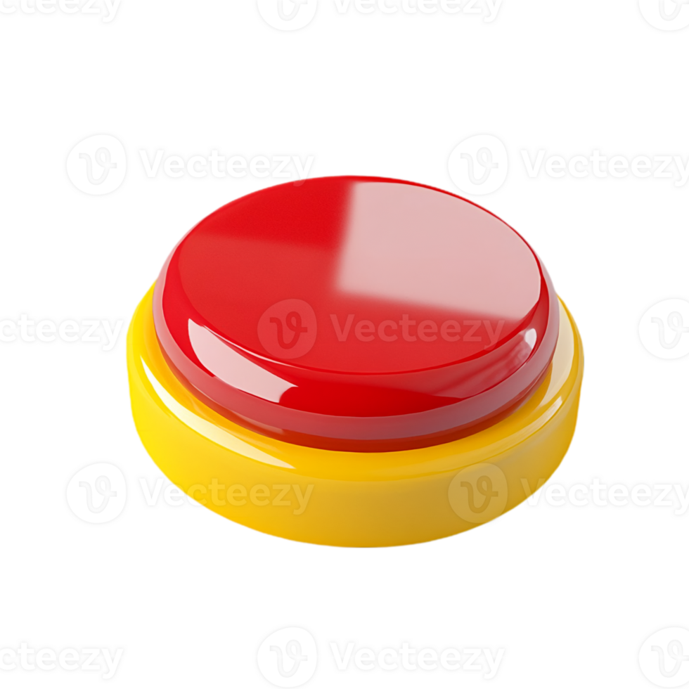 Red and yellow push button switch on a simple background isolated on transparent background png