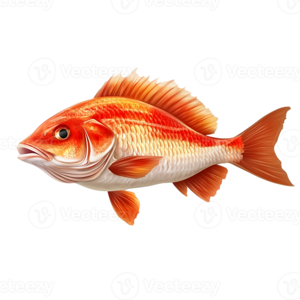 Beautiful orange fish swimming aquatic life illustration isolated on transparent background png