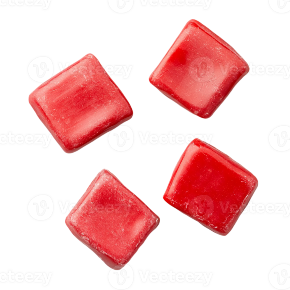 Red candies arrangement on a plain background studio art isolated on transparent background png