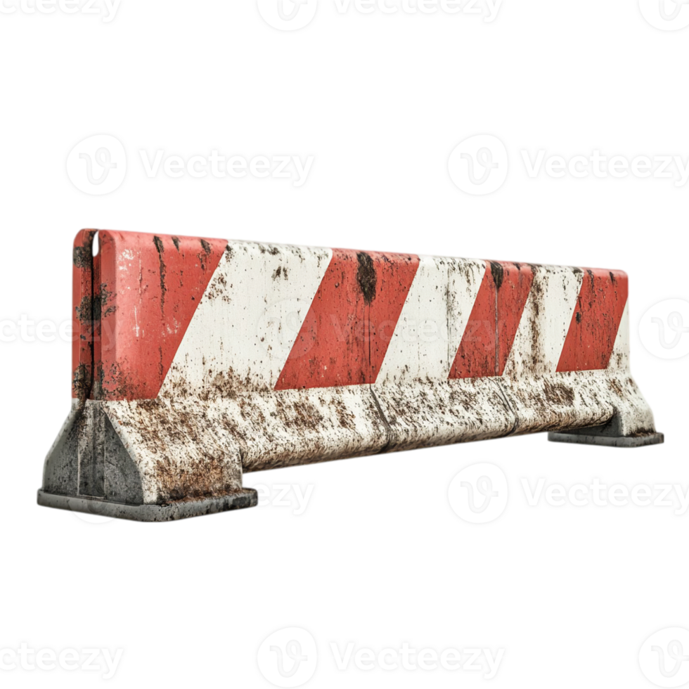 Construction barrier with red and white stripes texture isolated on transparent background png