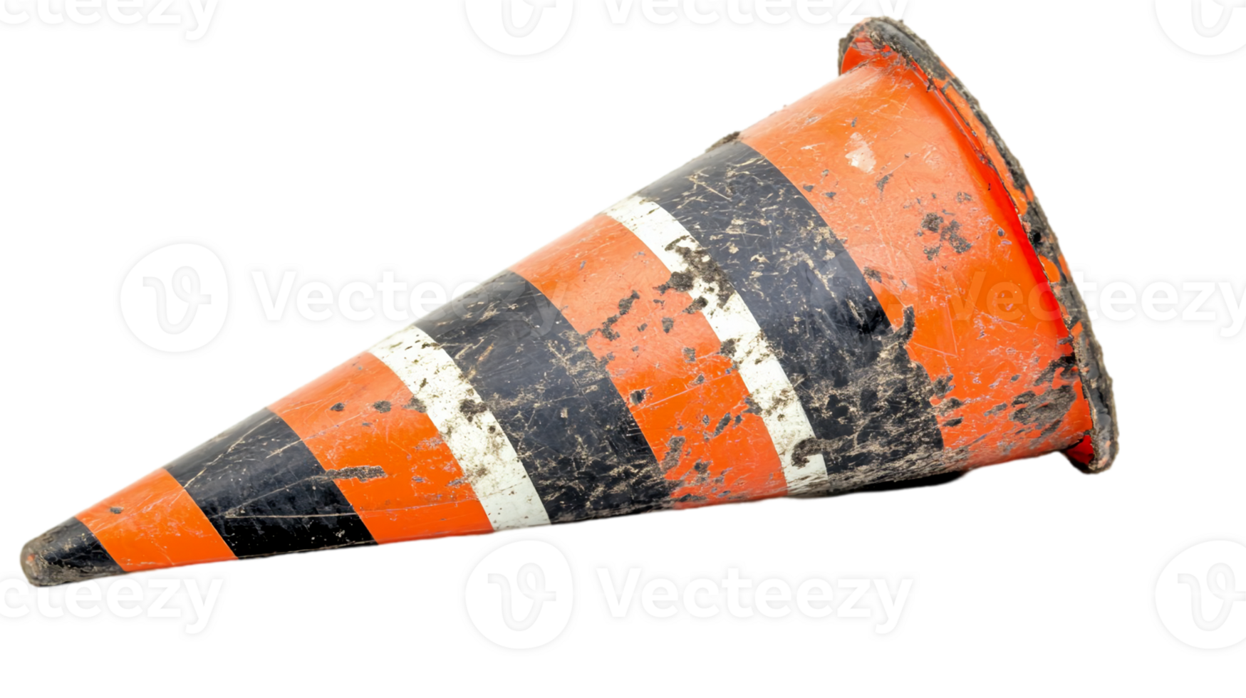Orange road cone traffic safety equipment constructionisolated on transparent background png