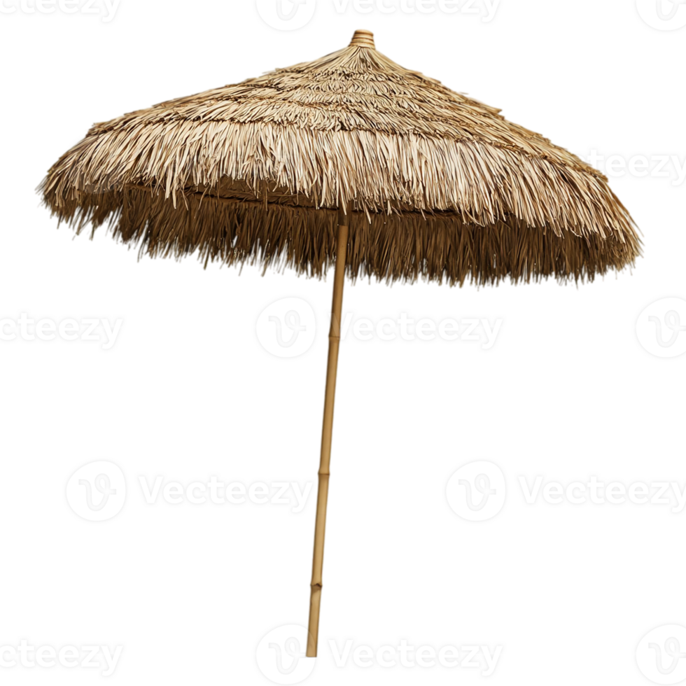 Thatched umbrella parasol bamboo summer beach protectionisolated on transparent background png