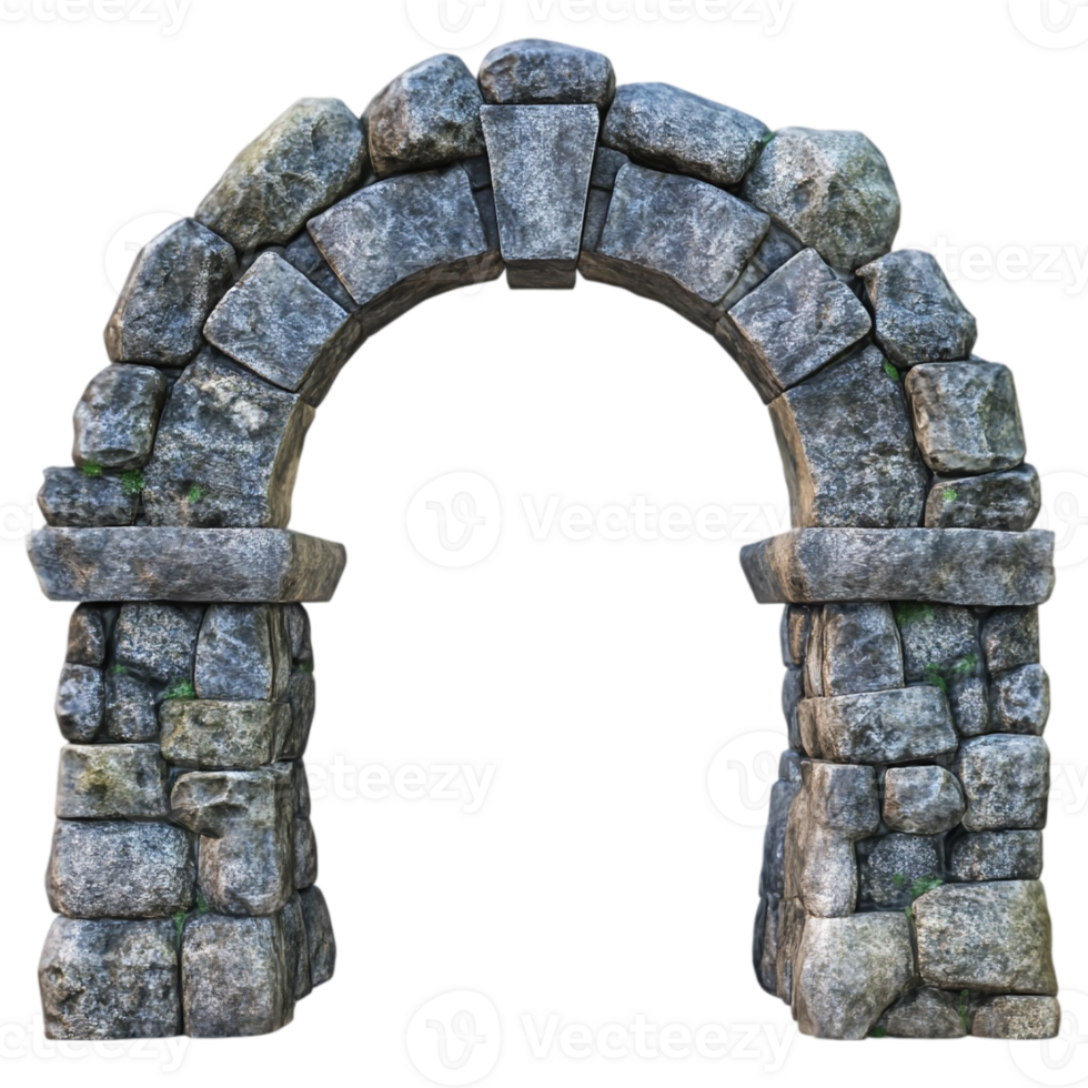 Stone archway entrance portal ancient architecture designisolated on transparent background png