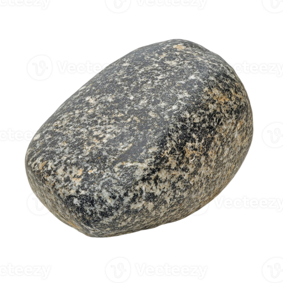 Close up of a smooth stone pebble on a solid backgroundisolated on transparent background png