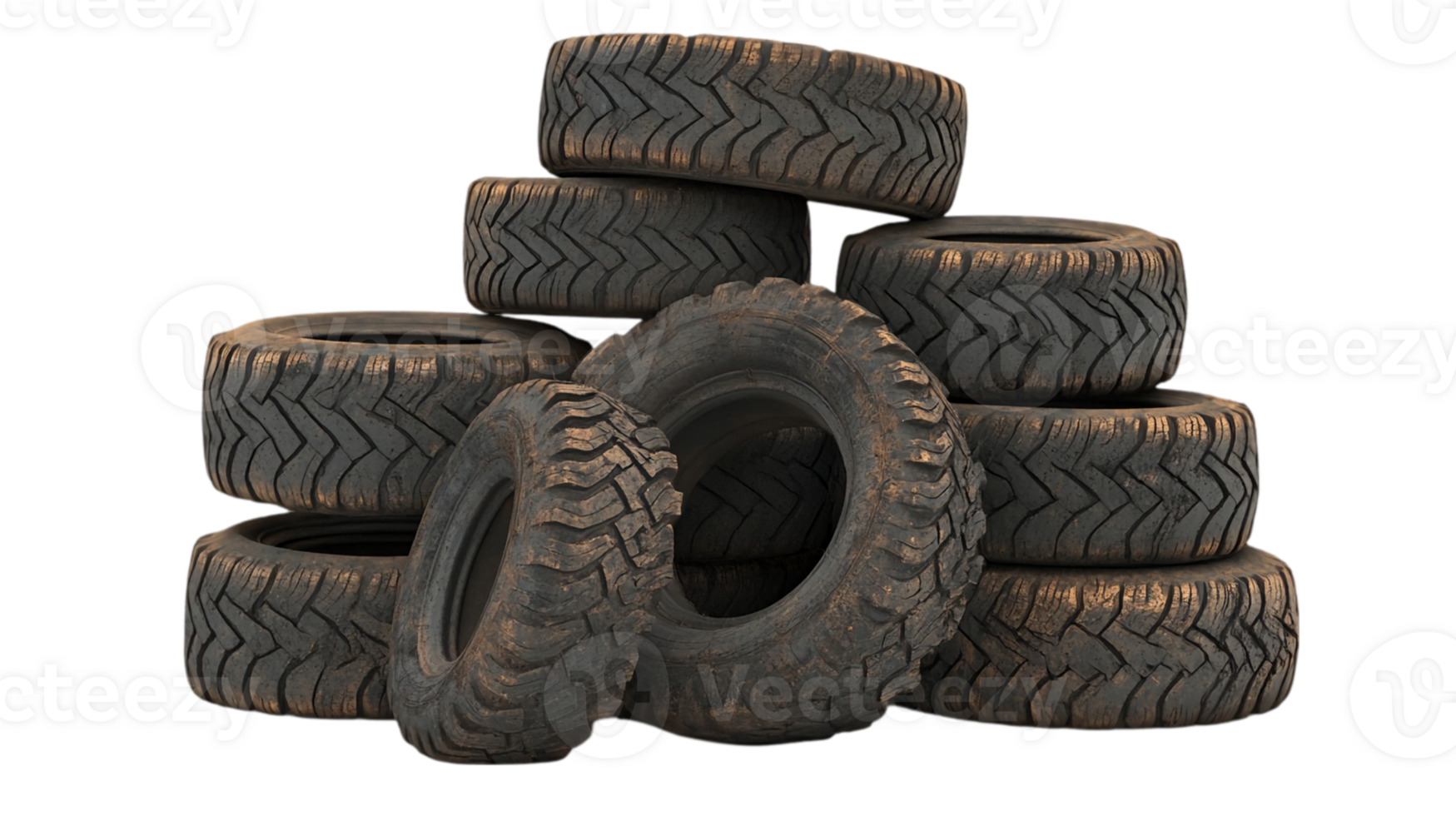 Off road truck tires stacked automobile transportationisolated on transparent background png