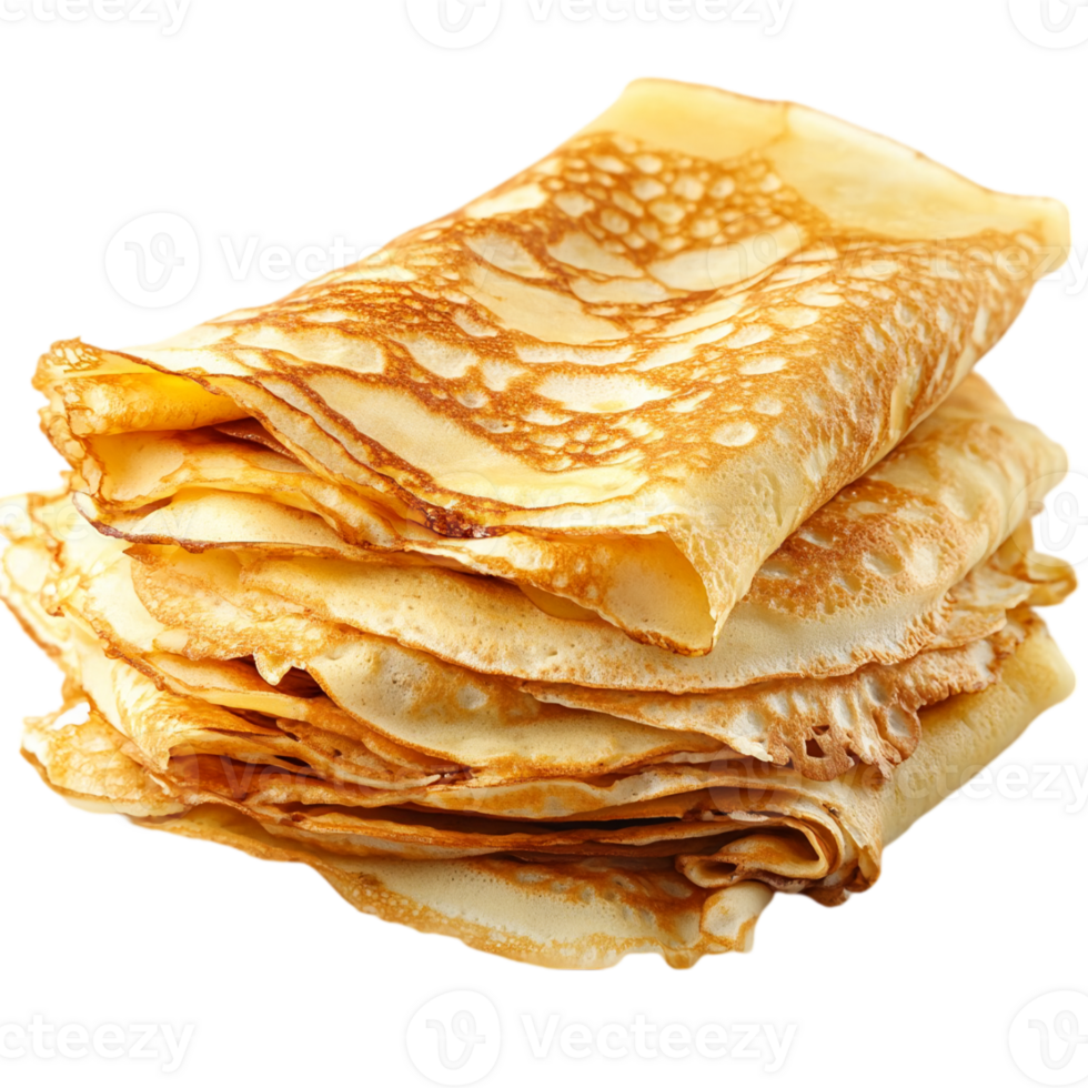 Stack of delicious crepes breakfast food culinary treatisolated on transparent background png
