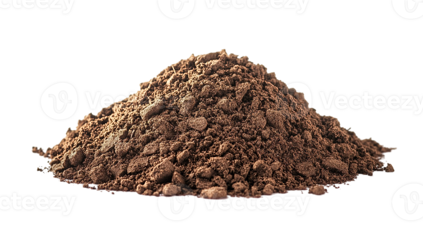 Pile of brown dirt soil ground earth on a plain backdropisolated on transparent background png