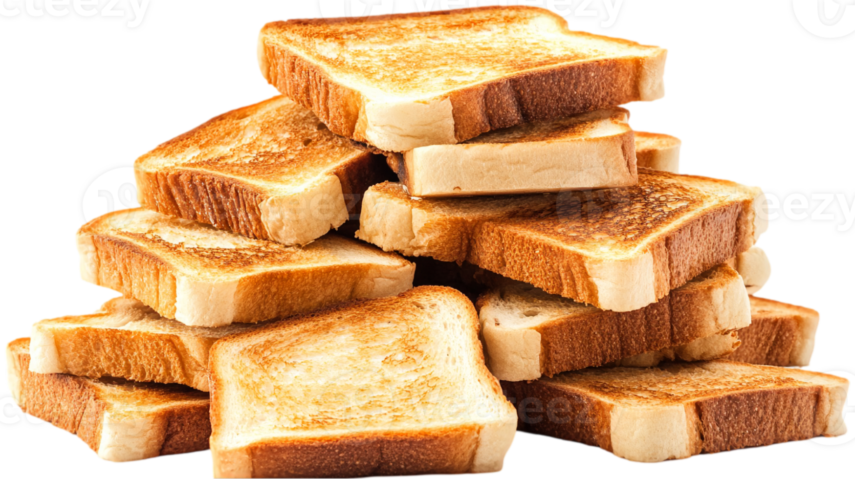 Delicious toasted bread slices stack food breakfast mealisolated on transparent background png