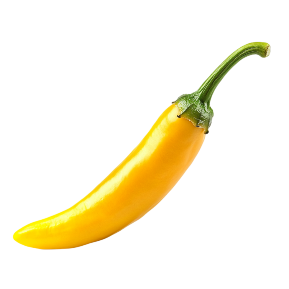 Yellow chili pepper food ingredient cooking spice closeup isolated on transparent background png