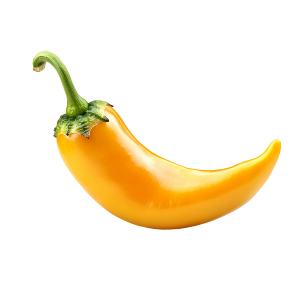 Close up of a single yellow pepper on a plain backdrop isolated on transparent background png