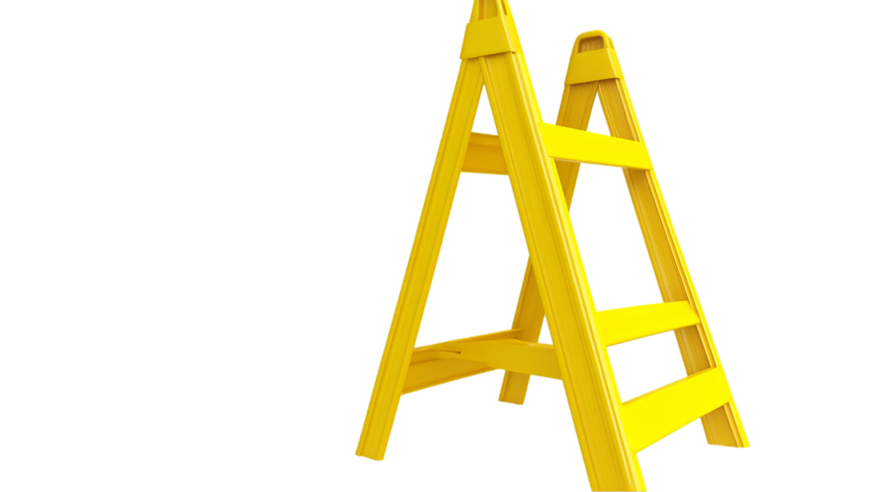 Yellow step ladder construction equipment safety climb isolated on transparent background png