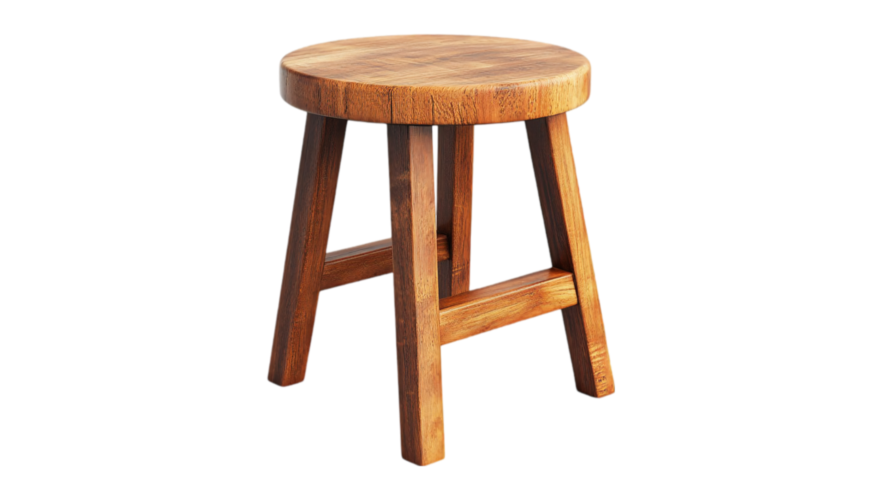 Rustic wooden stool furniture design interior object isolated on transparent background png